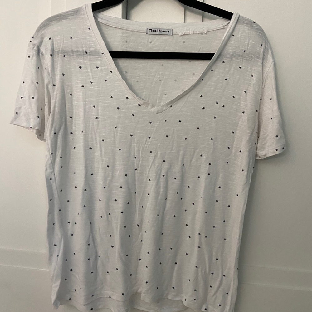 Theo and Space White and black star tee shirt